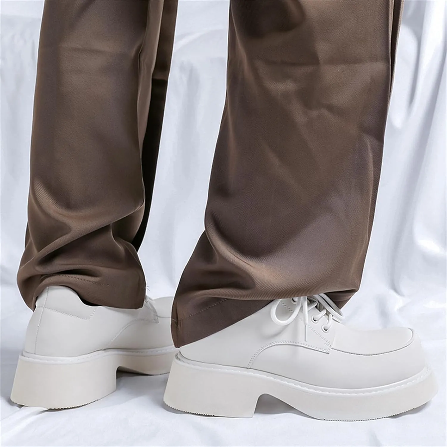 Men's Fashion Platform Genuine Leather Dress Shoes Height Boosting Chunky Oxfords Shoes Casual Party Dating Prom