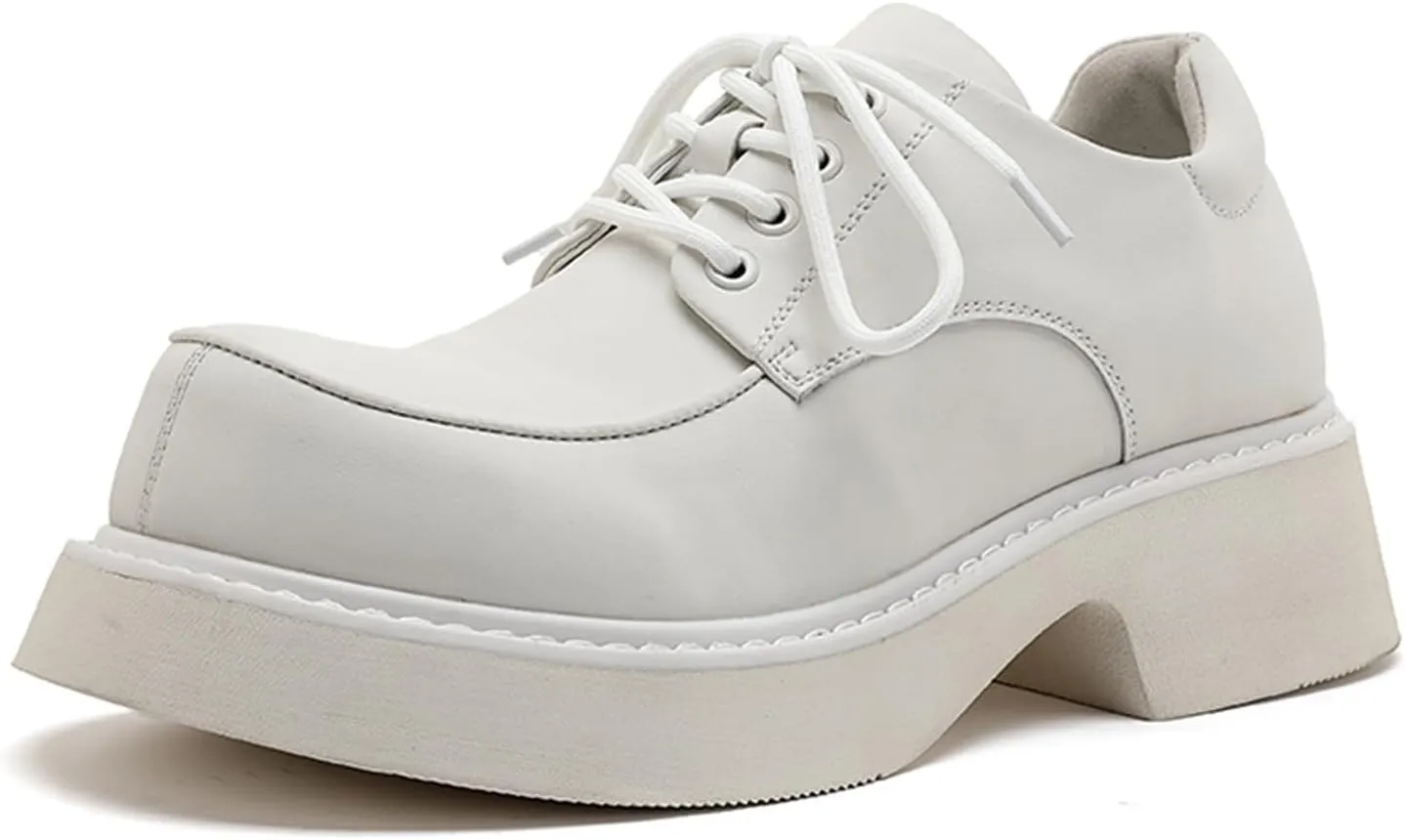 Men's Fashion Platform Genuine Leather Dress Shoes Height Boosting Chunky Oxfords Shoes Casual Party Dating Prom