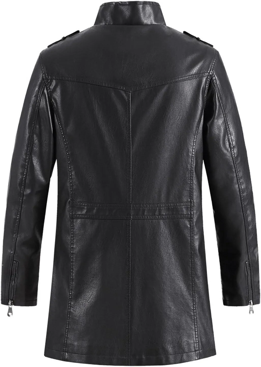 Men's Faux Leather Coat Aviator Bomber Jacket Stand Collar Outwear Faux-Leather Motorbike Jackets Casual Trucker Coats
