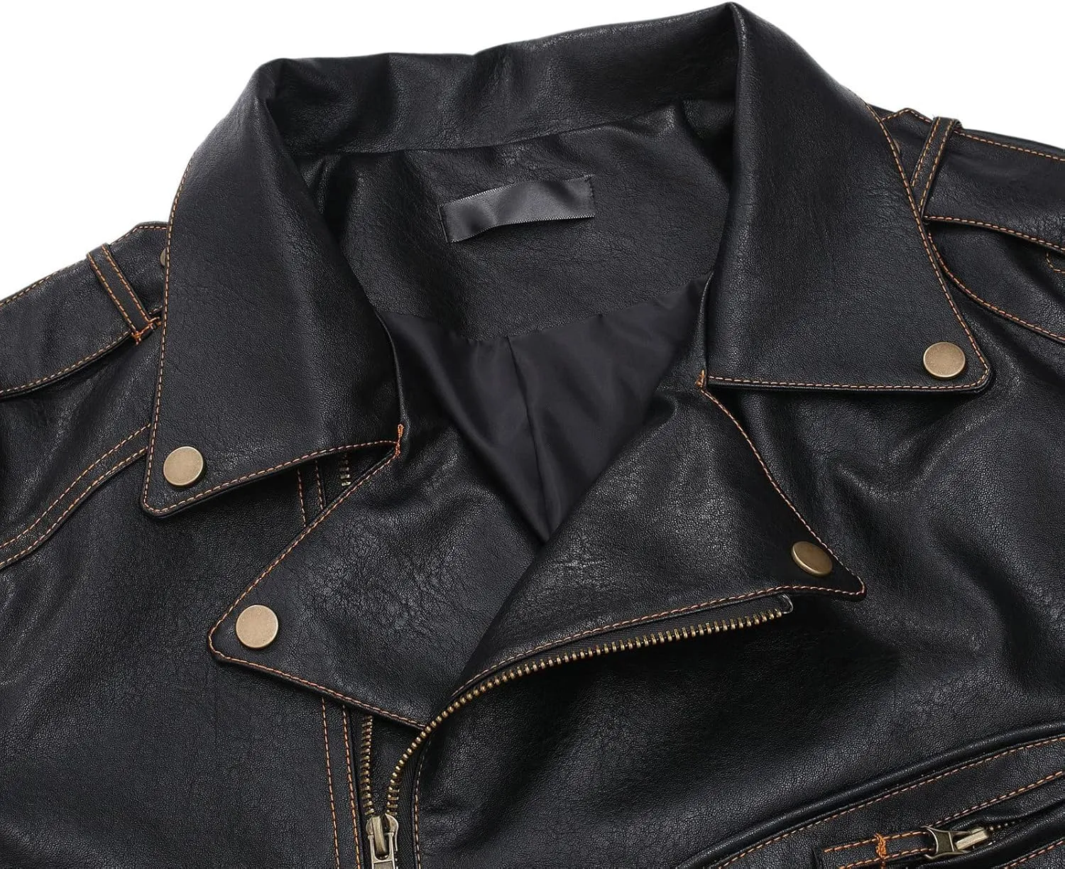 Mens Faux Leather Vintage Jackets Long Lapel Coat Motorcycle Biker Outwear with Belt Faux-Leather Bomber Jacket