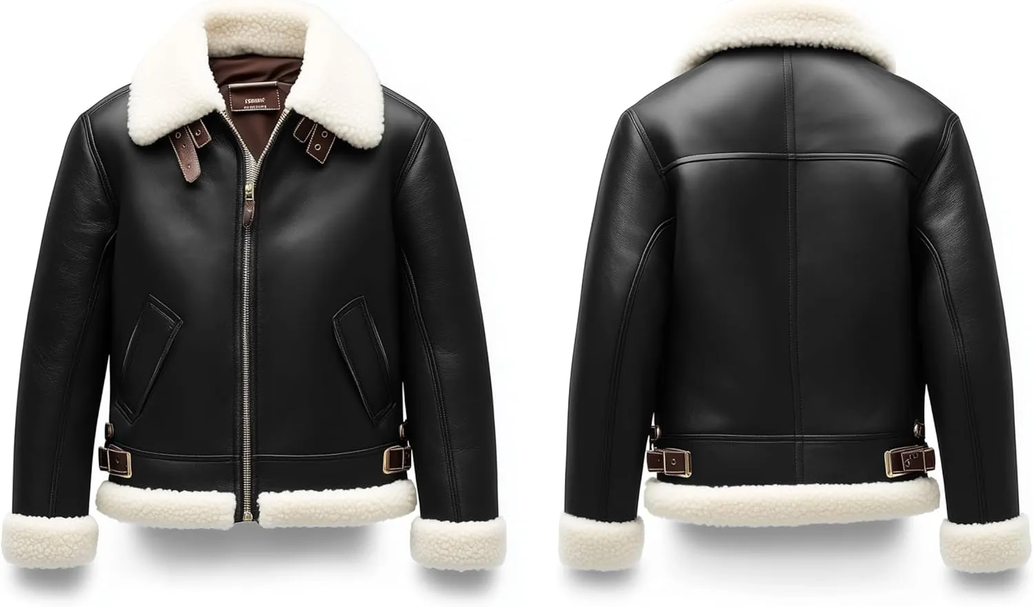 Mens Shearling Aviator Jacket Inspired by Flight Jacket Genuine Leather Jackets