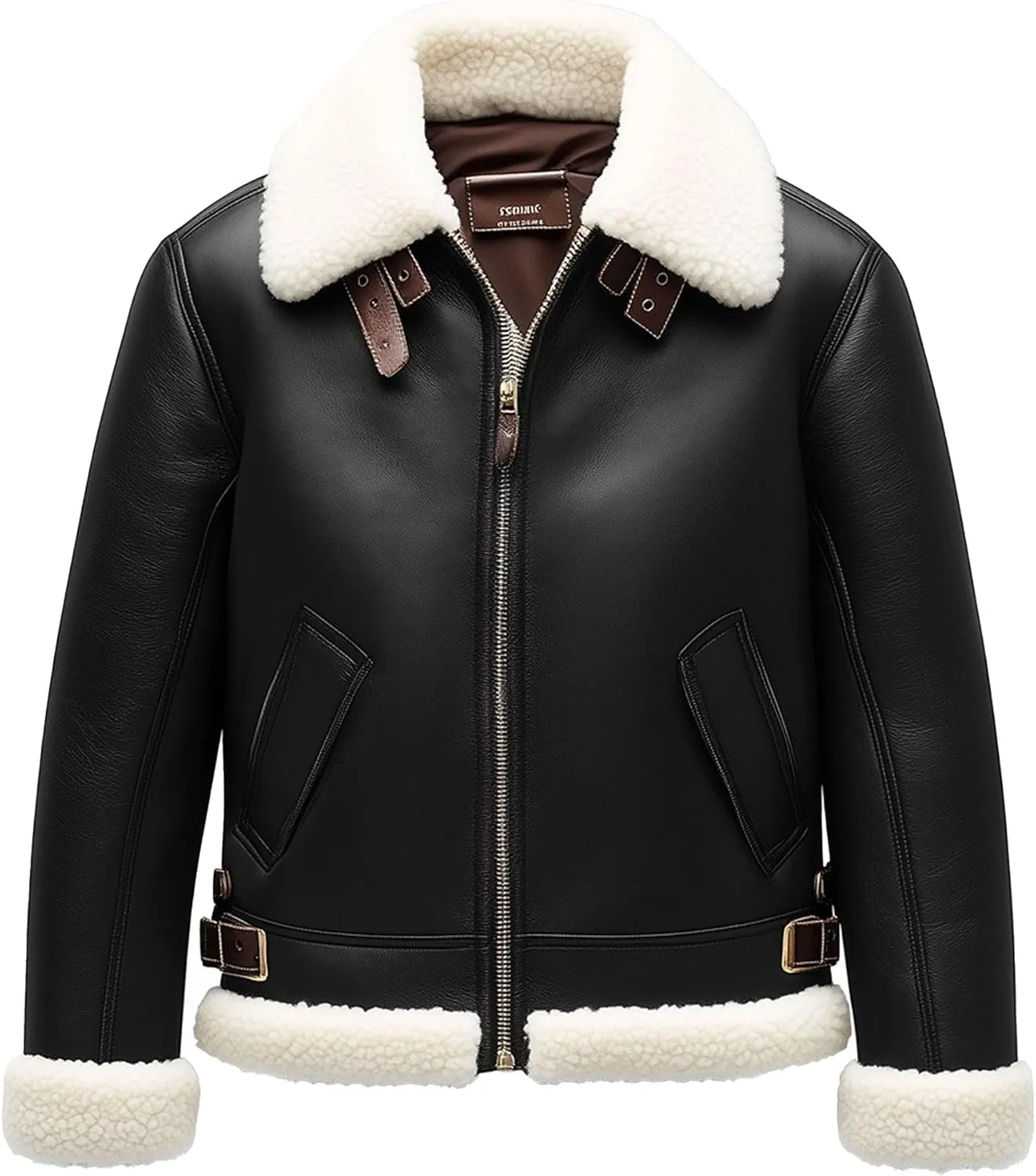Mens Shearling Aviator Jacket Inspired by Flight Jacket Genuine Leather Jackets