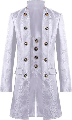 Mens Stylish Court Prince Blazer Suit Jacket Trendy Stage Performance Tailcoat Prom Wedding Homecoming Tuxedo Coat