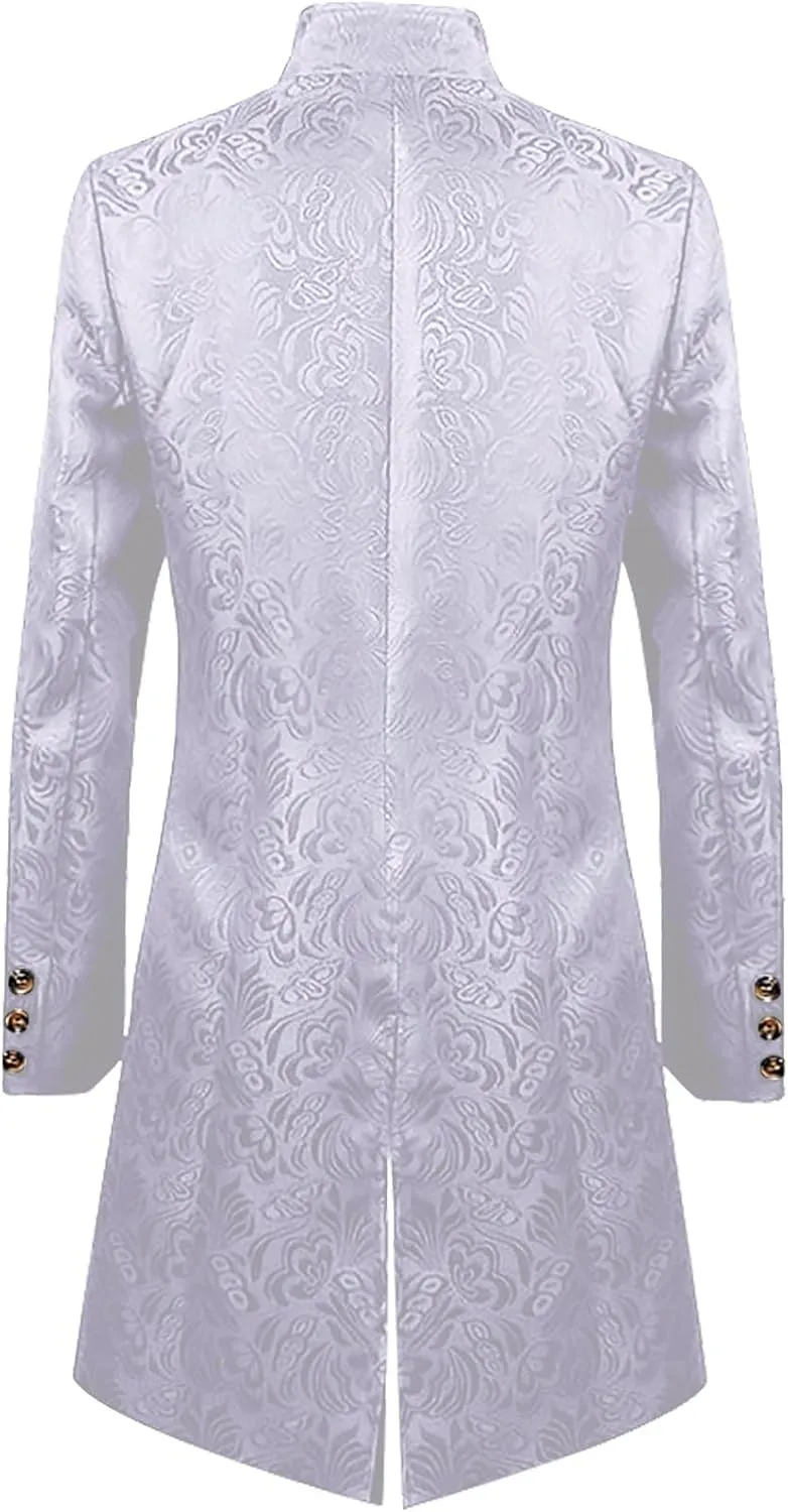 Mens Stylish Court Prince Blazer Suit Jacket Trendy Stage Performance Tailcoat Prom Wedding Homecoming Tuxedo Coat