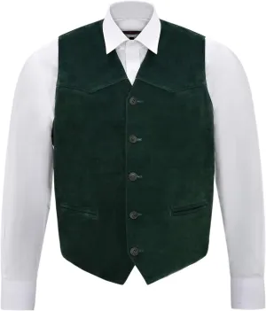 Men’s Suede Real Leather Waistcoat Western Cowboy Festival Party Fashion Vest