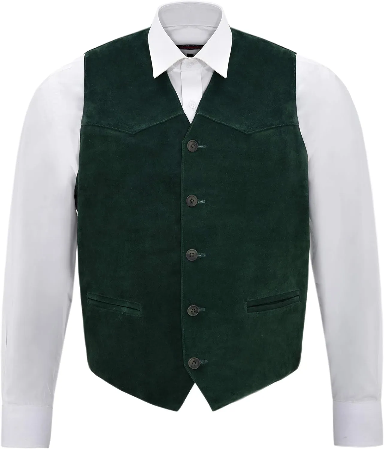 Men’s Suede Real Leather Waistcoat Western Cowboy Festival Party Fashion Vest