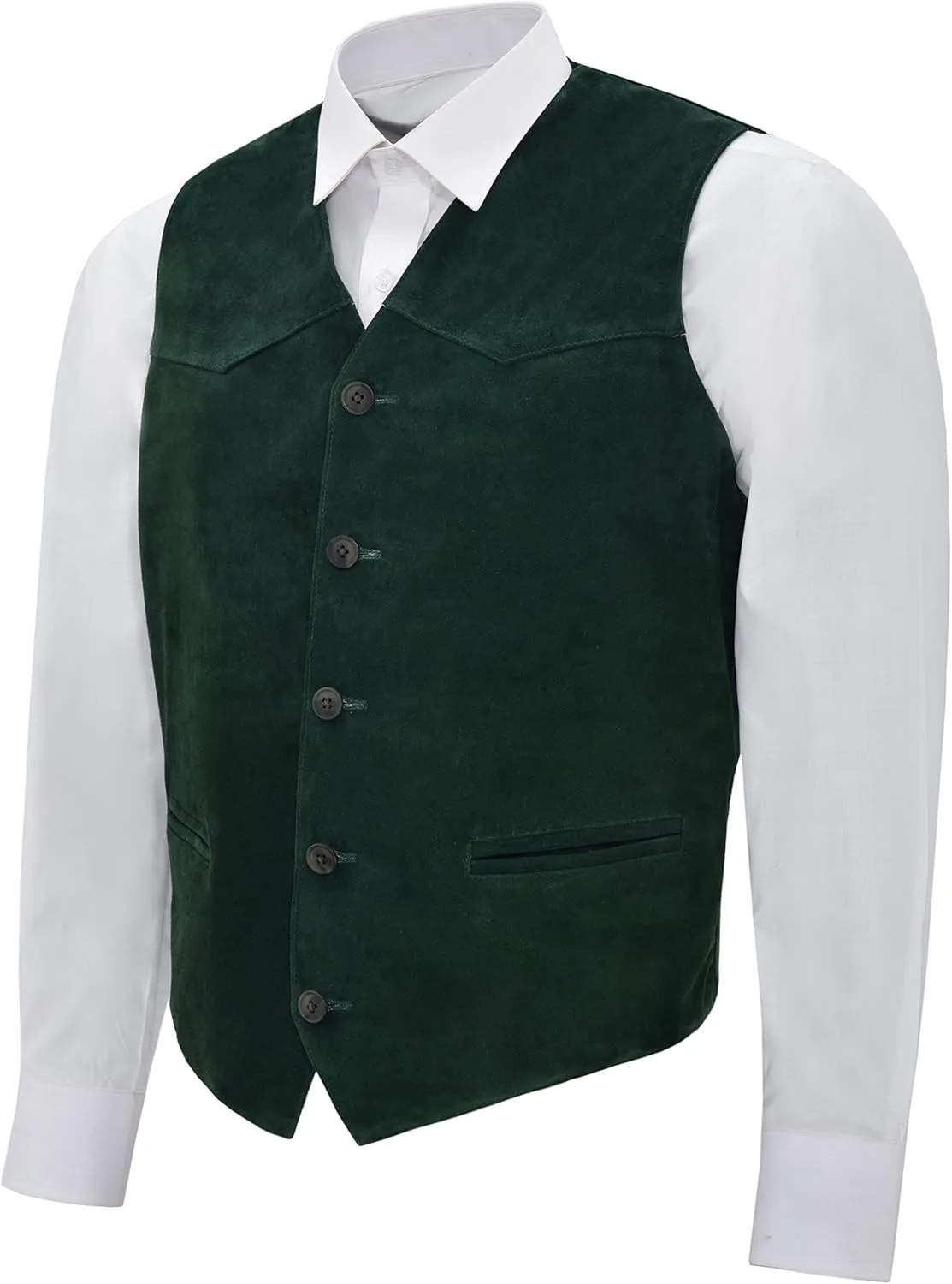 Men’s Suede Real Leather Waistcoat Western Cowboy Festival Party Fashion Vest