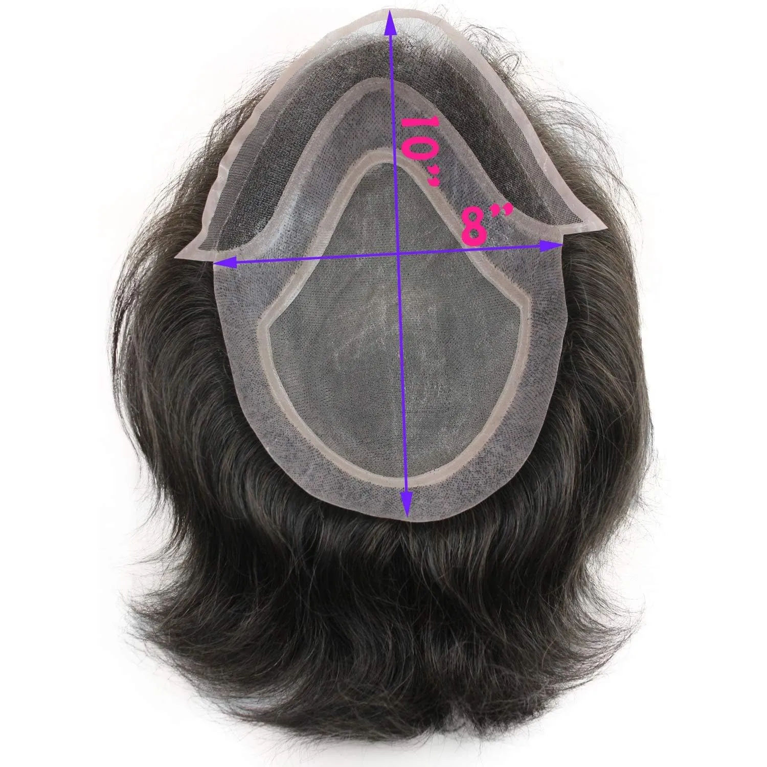 Mens Toupee 10x8inch 100% European Virgin Human Hair Toupee for Men Human Hair Pieces with Soft Thin Super Swiss lace #4 Brown Color