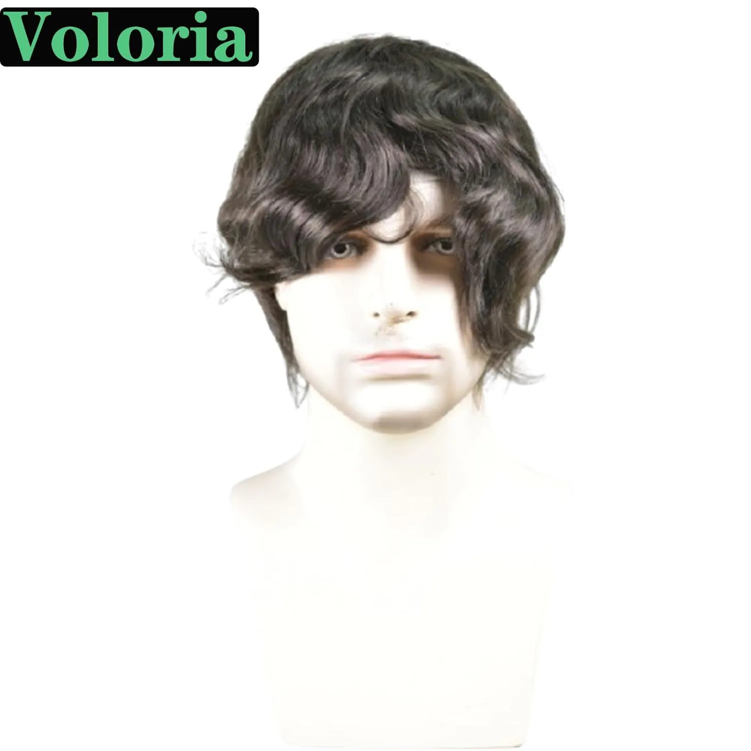 Mens Toupee European Human Hair Replacement System French Lace Center with PU Perimeter Natural Hairline Medium Density 6Inch Straight Hairpiece for Men 10x8INCH 2# Dark Brown Color