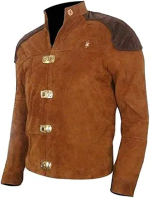 Men's Warriors Viper Pilot Suede Leather Jacket - Brown Battlestar Galactica Costume Jacket
