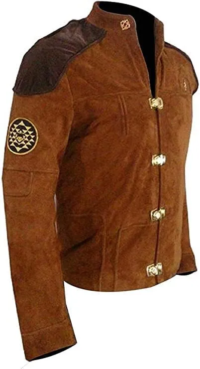 Men's Warriors Viper Pilot Suede Leather Jacket - Brown Battlestar Galactica Costume Jacket