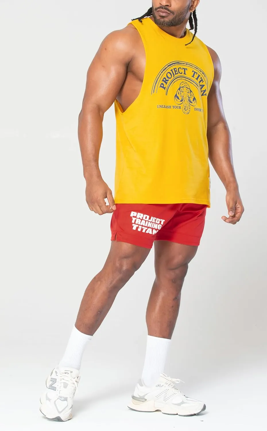 Men's Workout Drop Arm Tank Top Cut Off Sleeveless Gym Shirts