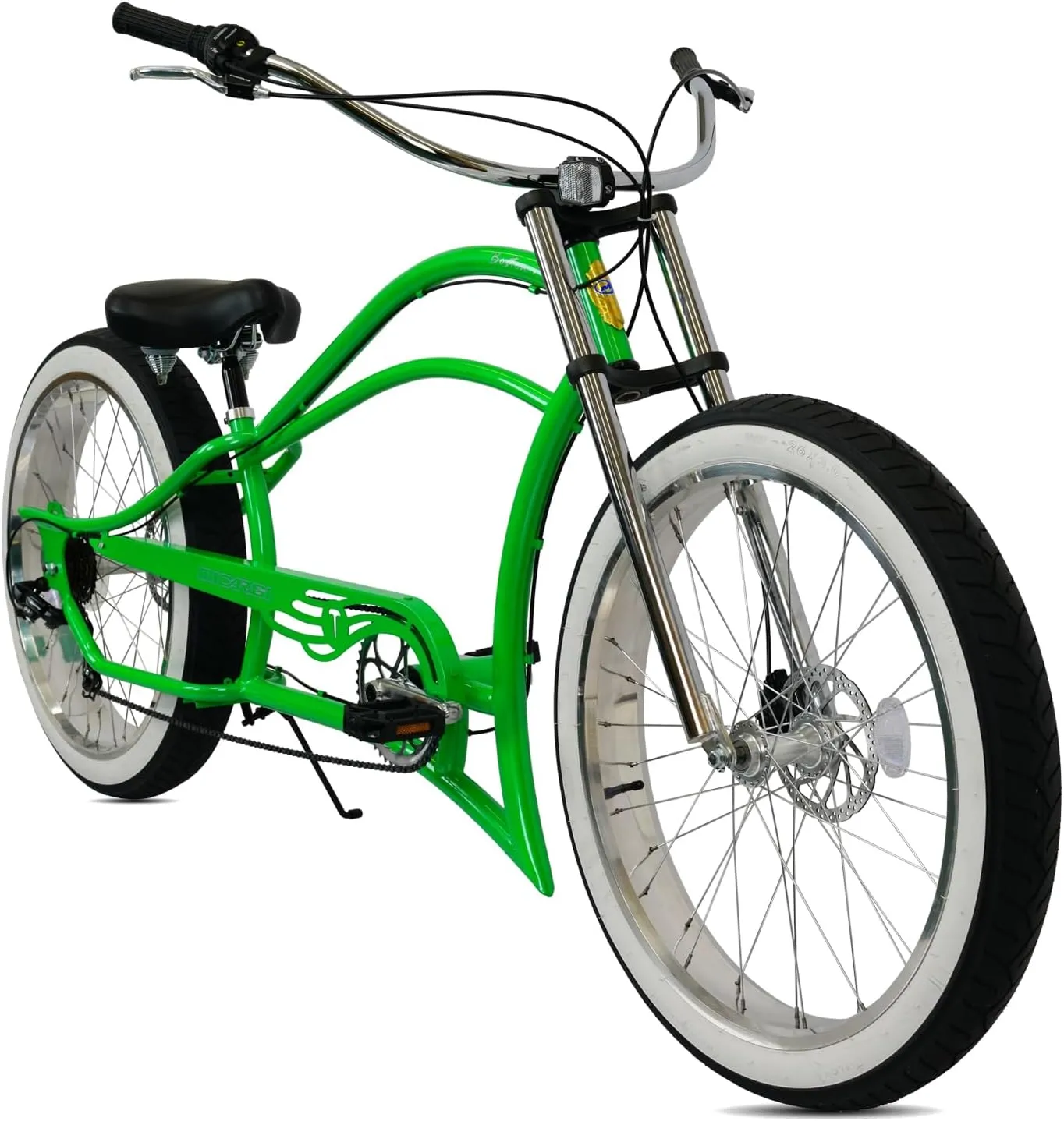 MICARGI 26" 7/GT7/3I DS Speed Bicycles Boston Chopper-style Stretch Cruiser Bikes, Hi-ten Steel Frame for Adult Women Men,Multiple Colors