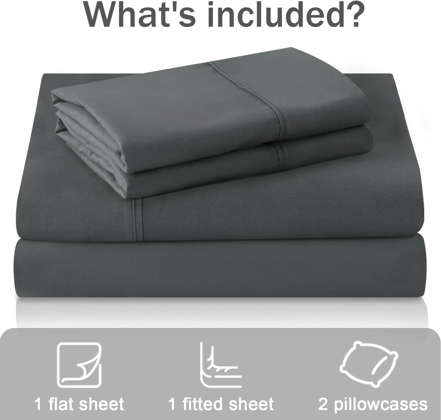 MICORAL King Bed Sheets Set, Soft Breathable Bedding Sheet Set, Sheets Set with 16" Deep Pocket Design (4 Pieces, King, Dark Grey)