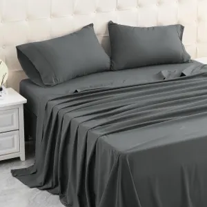 MICORAL King Bed Sheets Set, Soft Breathable Bedding Sheet Set, Sheets Set with 16" Deep Pocket Design (4 Pieces, King, Dark Grey)