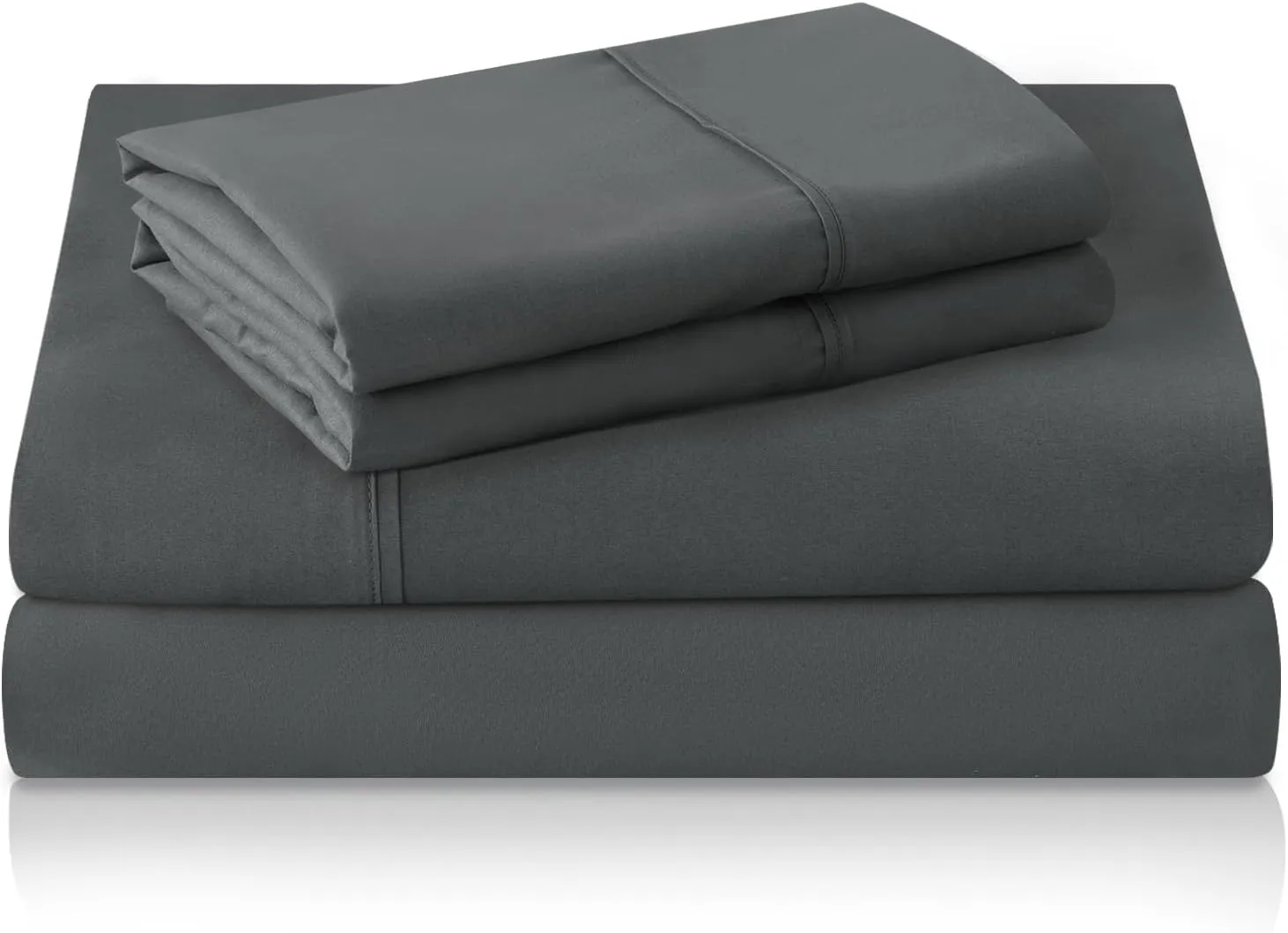 MICORAL King Bed Sheets Set, Soft Breathable Bedding Sheet Set, Sheets Set with 16" Deep Pocket Design (4 Pieces, King, Dark Grey)