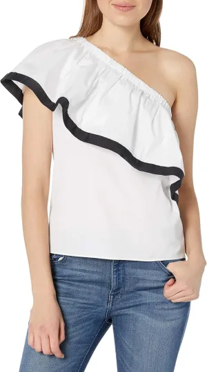 Milly Women's One Shoulder Top, White, S