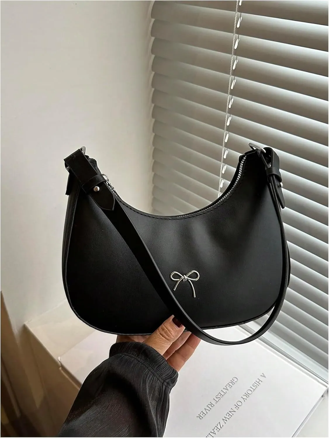 Milumia Women's Bow Decor Crossbody Bags Hobo Crescent Shoulder Bag Y2K Clutch Purses