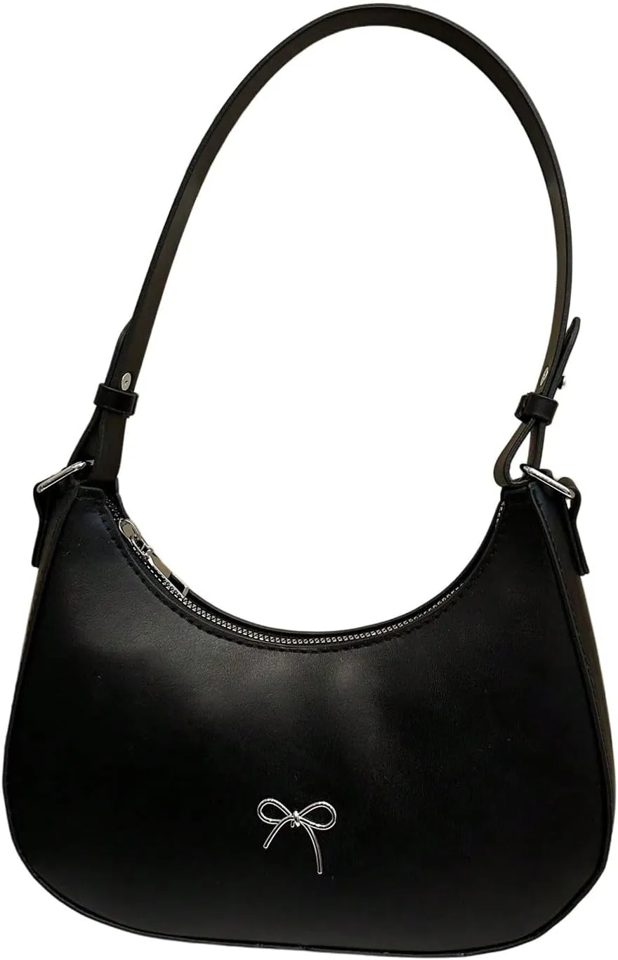 Milumia Women's Bow Decor Crossbody Bags Hobo Crescent Shoulder Bag Y2K Clutch Purses