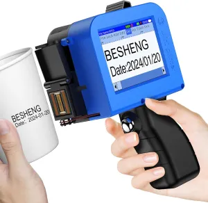 Mini Handheld Inkjet Printer, Handheld Printer Portable with 42ml Fast-Drying Solvent Ink Handheld Inkjet Printer Gun for Date/Batch/QRcode/Barcode Handheld Printer for Any Surface (MP10, 0.5inch)