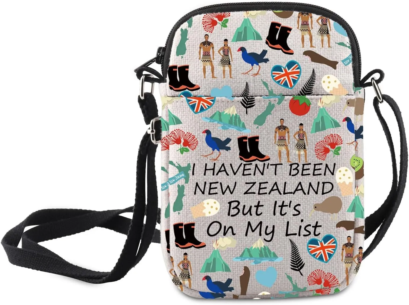MNIGIU New Zealand Symbols Landmark Gift I Haven't Been New Zealand But It's On My List Crossbody Bag Travellers Gift