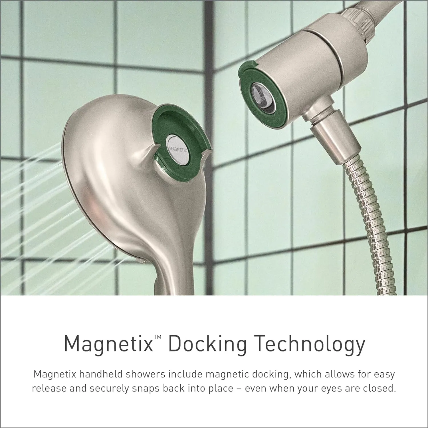 Moen Engage Matte Black Magnetix Eco-Performance Six-Function Detachable Handheld Shower Head with Magnetic Docking System and 60-Inch Hose, 26100EPBL