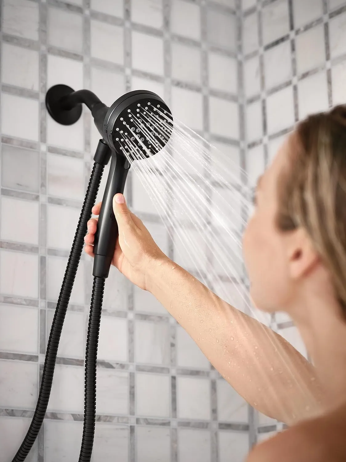 Moen Engage Matte Black Magnetix Eco-Performance Six-Function Detachable Handheld Shower Head with Magnetic Docking System and 60-Inch Hose, 26100EPBL
