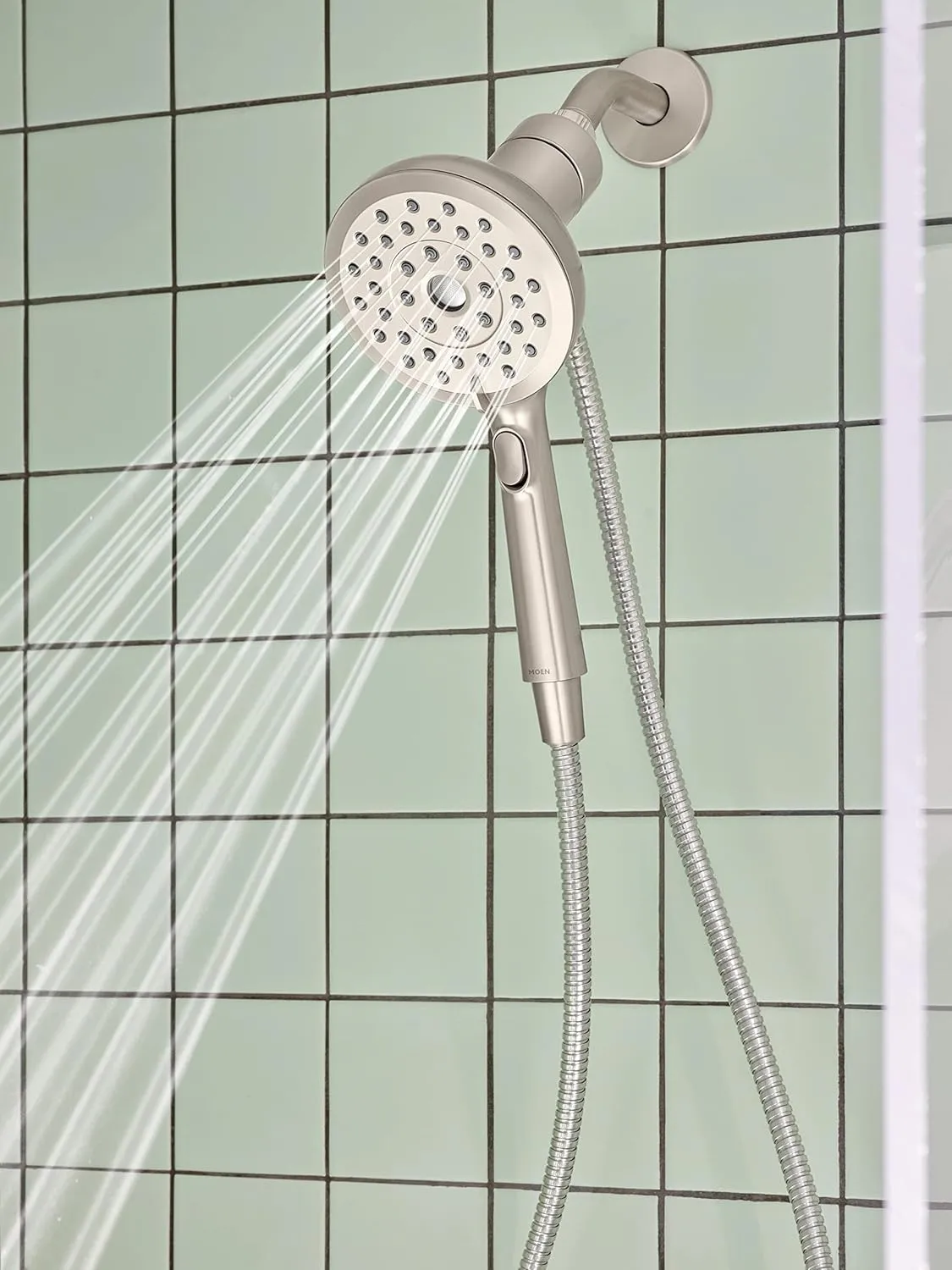 Moen Verso Eco-Performance Handshower, Detachable Round Shower Head with Magnetix Docking System, 60" Hose, Spot Resist Brushed Nickel, 220H2EPSRN