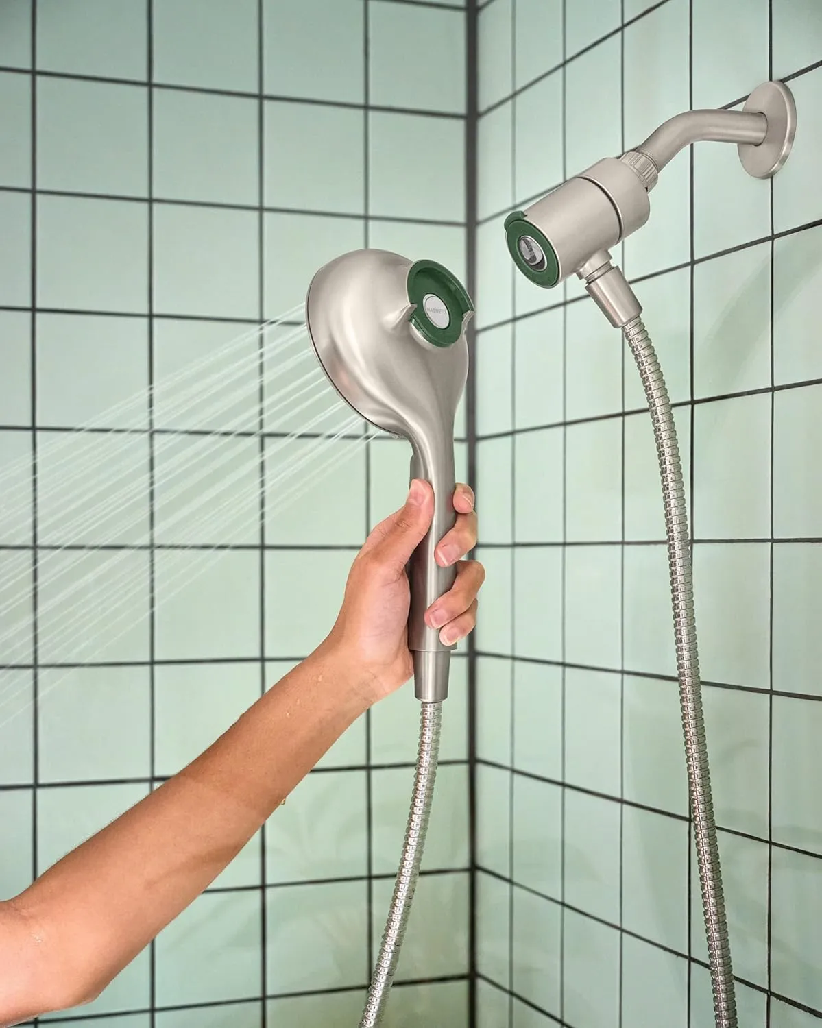 Moen Verso Eco-Performance Handshower, Detachable Round Shower Head with Magnetix Docking System, 60" Hose, Spot Resist Brushed Nickel, 220H2EPSRN