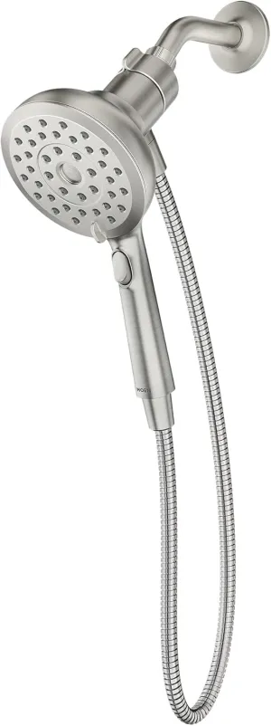 Moen Verso Eco-Performance Handshower, Detachable Round Shower Head with Magnetix Docking System, 60" Hose, Spot Resist Brushed Nickel, 220H2EPSRN
