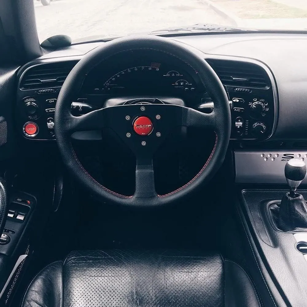 MOMO Motorsport Montecarlo Alcantara Steering Wheel Black Alcantara Grip Brushed Anodized Spoke BK Stitch Black Horn Button 350mm