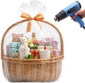 Morepack Extra Large Shrink Wrap Bags for Gift Baskets, 32x40 inches Clear PVC Heat Gift Basket Shrink Bags 20 Pack