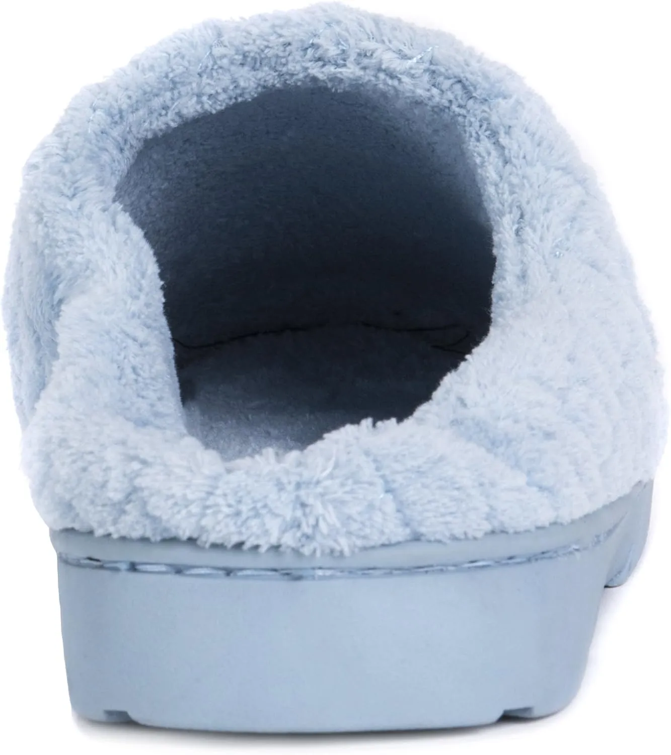 MUK LUKS women's Micro Chenille Trimmed Clog Slippers-Blue