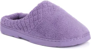 MUK LUKS women's Micro Chenille Trimmed Clog Slippers-Blue