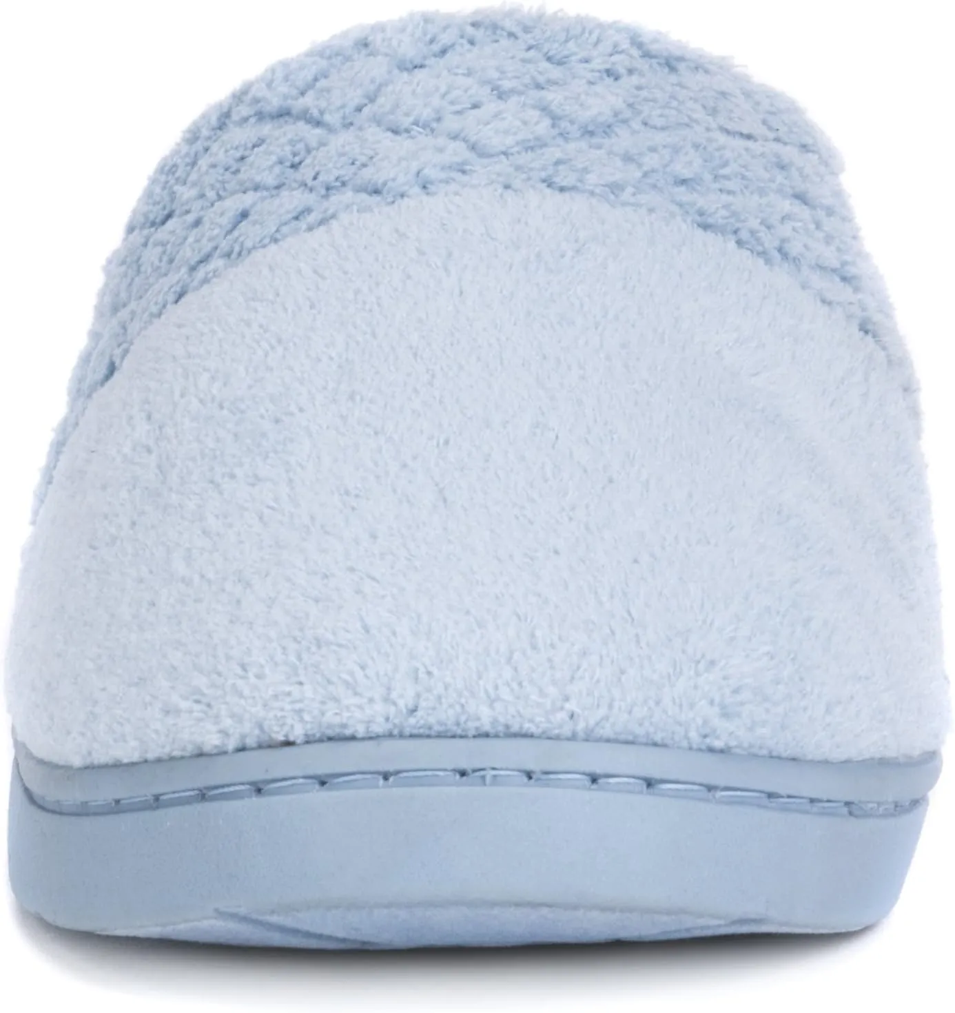 MUK LUKS women's Micro Chenille Trimmed Clog Slippers-Blue