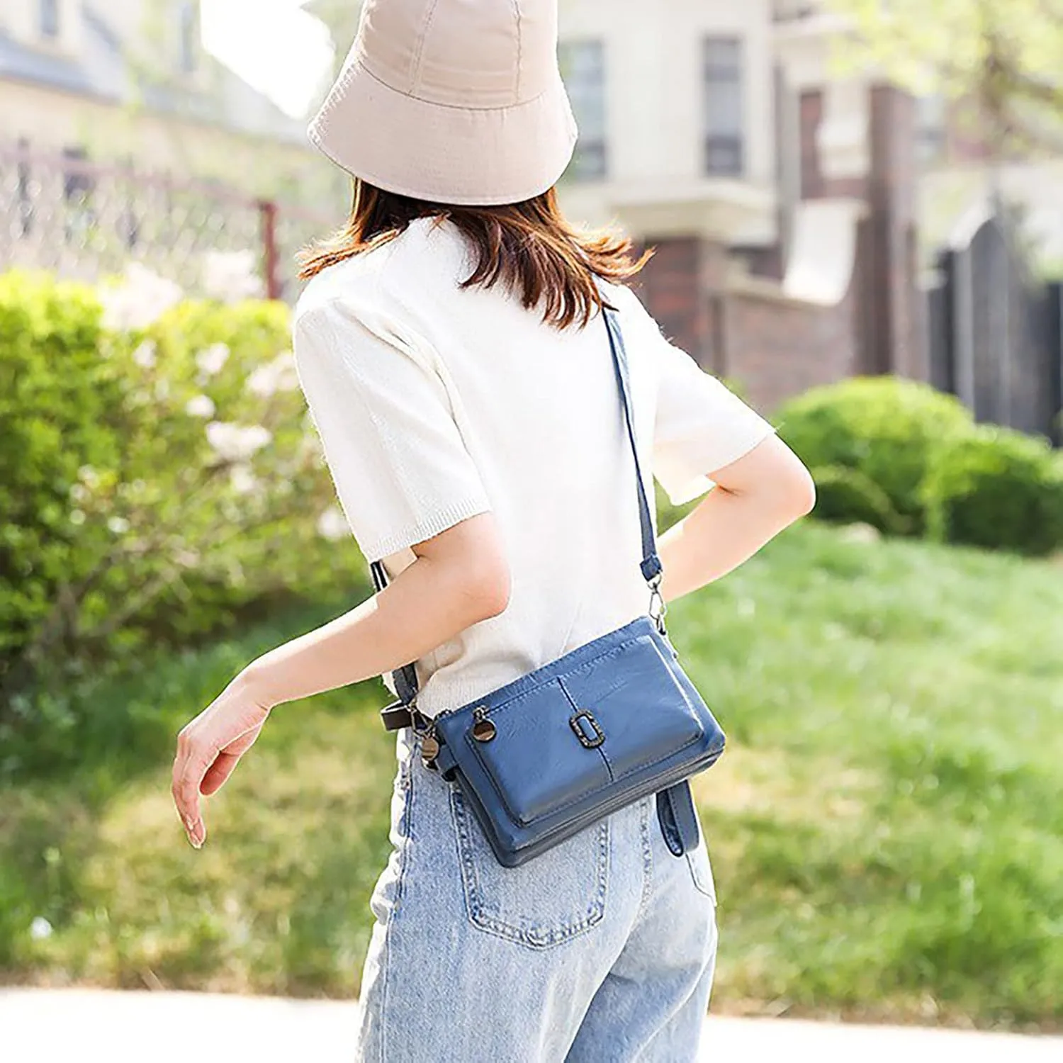 Multi Layer Small Bag Women'S Bag All Pu Leather Simple Shoulder Messenger Bag Fashion Mobile Phone Computer