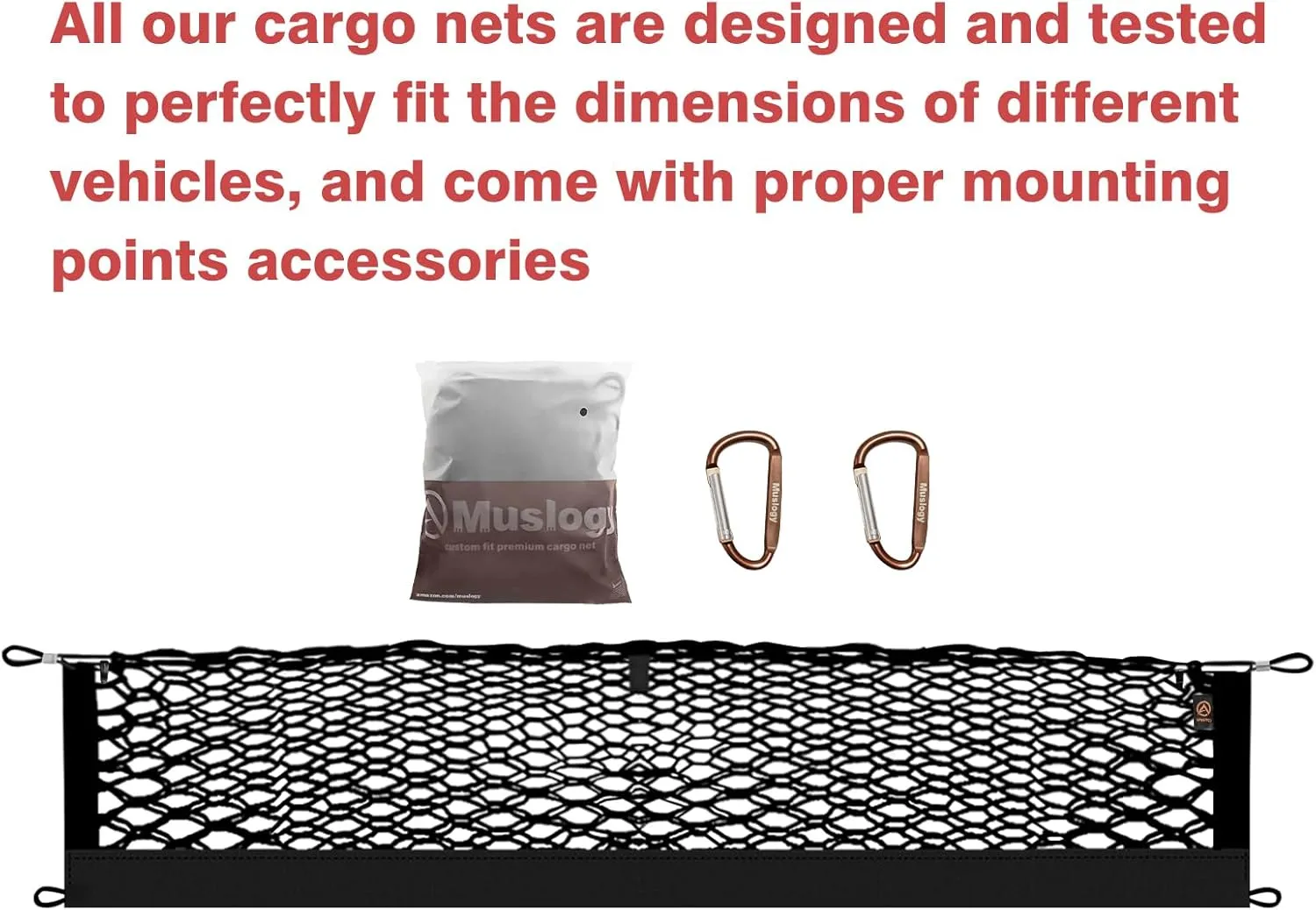 Muslogy Envelope Style Trunk Cargo Net Compatible with 2015-2020 Chevy Tahoe, GMC Yukon, Cadillac Escalade Accessories Upgraded Mesh Storage Luggage Net with Metal Hooks