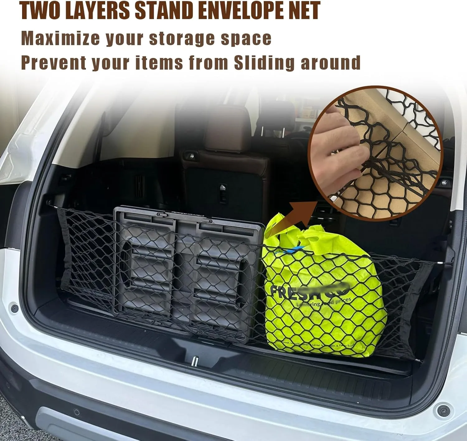 Muslogy for Pilot 2023 2024 2025 Rear Trunk Cargo Net Stretchable Organizer Elastic Mesh Net Compatible with Honda Pilot 2023  Sport EX-L & 2026 Passport TrailSport Touring Elite