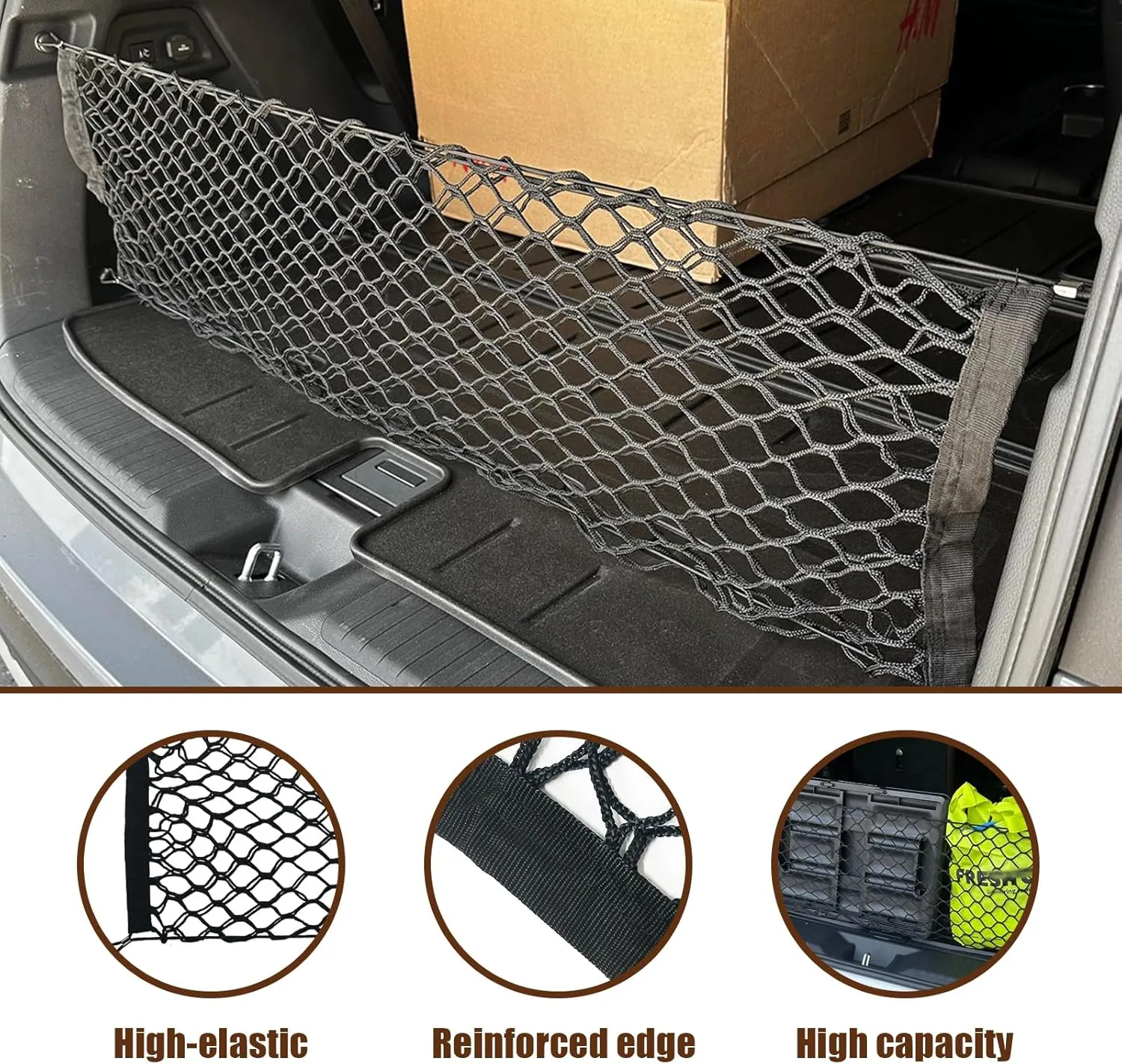 Muslogy for Pilot 2023 2024 2025 Rear Trunk Cargo Net Stretchable Organizer Elastic Mesh Net Compatible with Honda Pilot 2023  Sport EX-L & 2026 Passport TrailSport Touring Elite