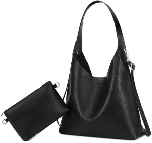 MYHOZEE Large Hobo Bags for Women Soft Leather Tote Bag Set of 2 Crossbody Shoulder Bag Slouch Purse with Removable Strap