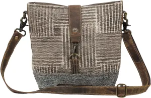 Myra Bag Goodweave Upcycled Canvas & Cowhide Leather Shoulder Bag S-1573
