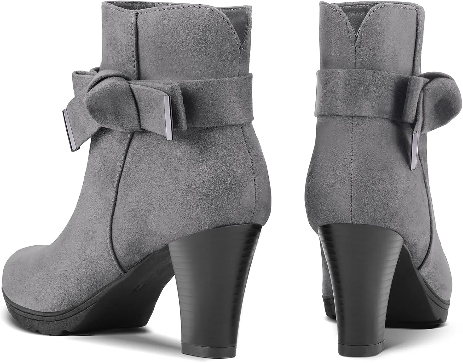 mysoft Women's Booties with Heel, Chunky Stacked Heel Zipper Ankle Boots for Ladies