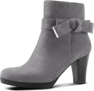 mysoft Women's Booties with Heel, Chunky Stacked Heel Zipper Ankle Boots for Ladies