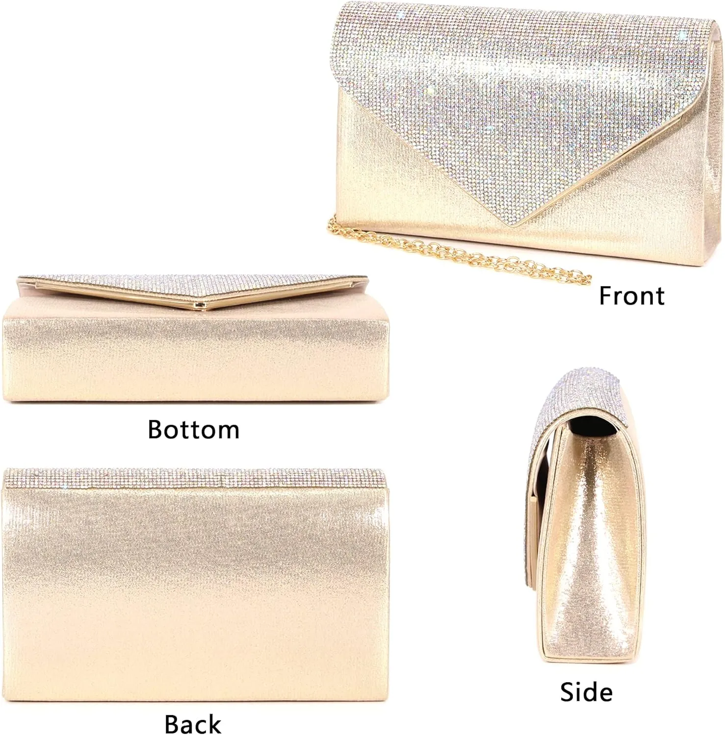 Naimo Rhinestone Clutch Purses for Women Evening Bag Satin Envelope Shouder Chain Bag Wedding Party Handbags