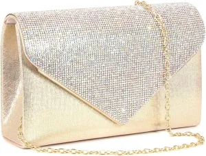 Naimo Rhinestone Clutch Purses for Women Evening Bag Satin Envelope Shouder Chain Bag Wedding Party Handbags