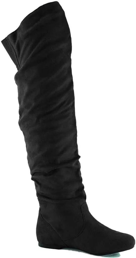 Nature Breeze Women's Vickie Hi Faux Suede Boot,Vickie-Hi2.0 Premium Black Suede 8.5