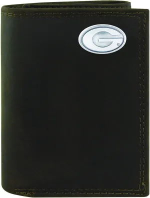 NCAA Georgia Bulldogs Light Brown Crazyhorse Leather Trifold Concho Wallet, One Size