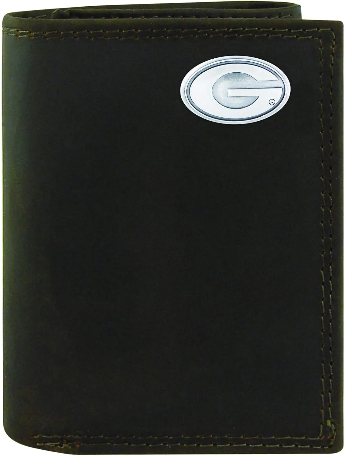 NCAA Georgia Bulldogs Light Brown Crazyhorse Leather Trifold Concho Wallet, One Size