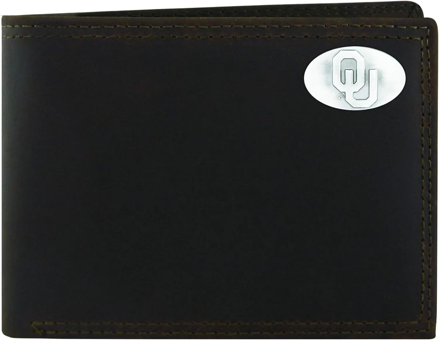 NCAA Oklahoma Sooners Light Brown Crazyhorse Leather Bifold Concho Wallet, One Size
