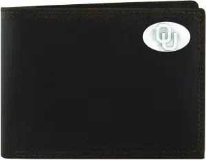 NCAA Oklahoma Sooners Light Brown Crazyhorse Leather Bifold Concho Wallet, One Size